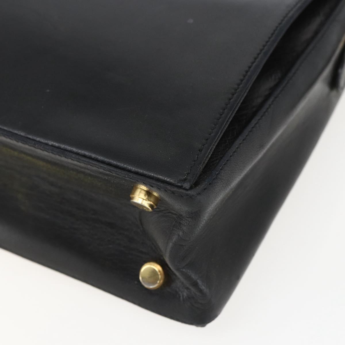 Salvatore Ferragamo Shoulder Bag Leather Black Gold Auth 157262