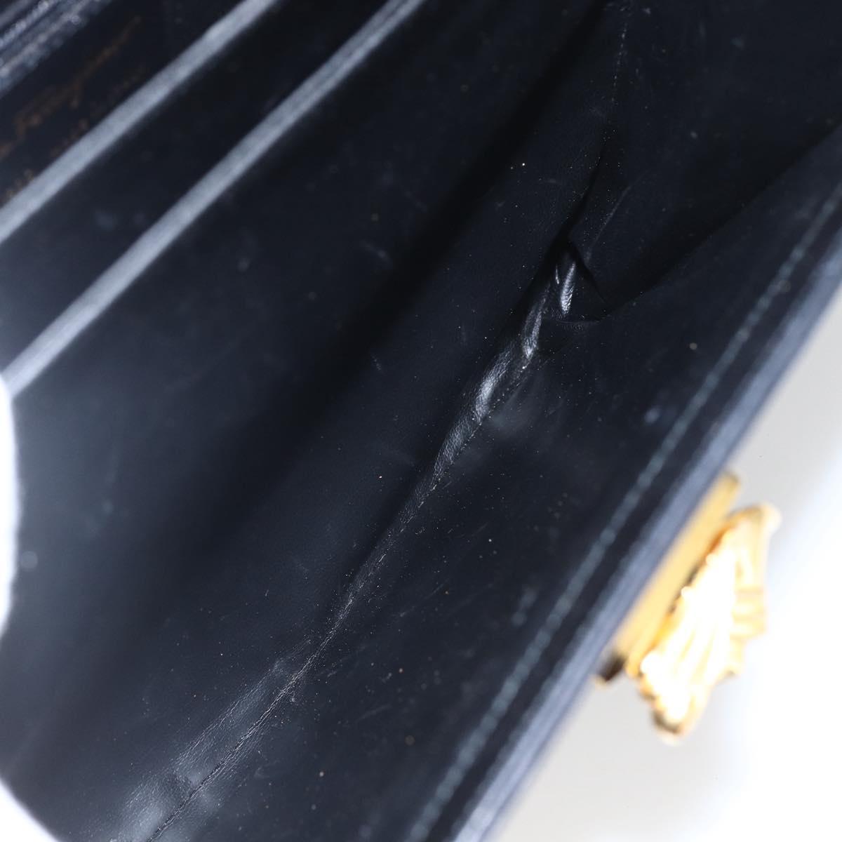 Salvatore Ferragamo Shoulder Bag Leather Black Gold Auth 157262