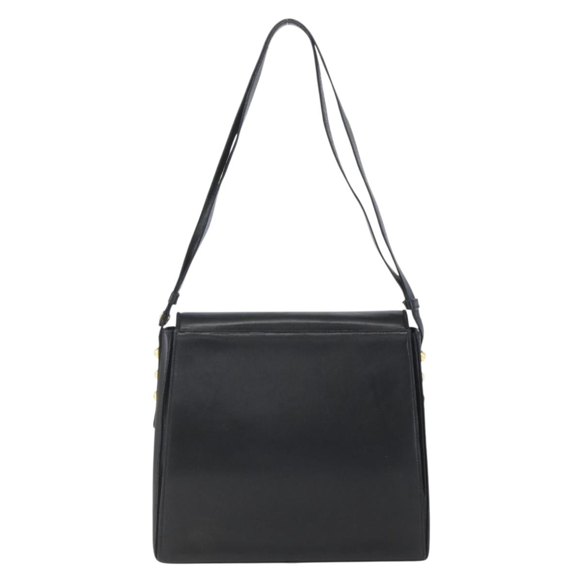 Salvatore Ferragamo Shoulder Bag Leather Black Gold Auth 157262