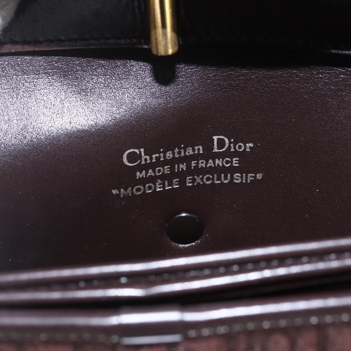 Christian Dior Trotter Canvas Shoulder Bag Brown Gold Auth 157265V