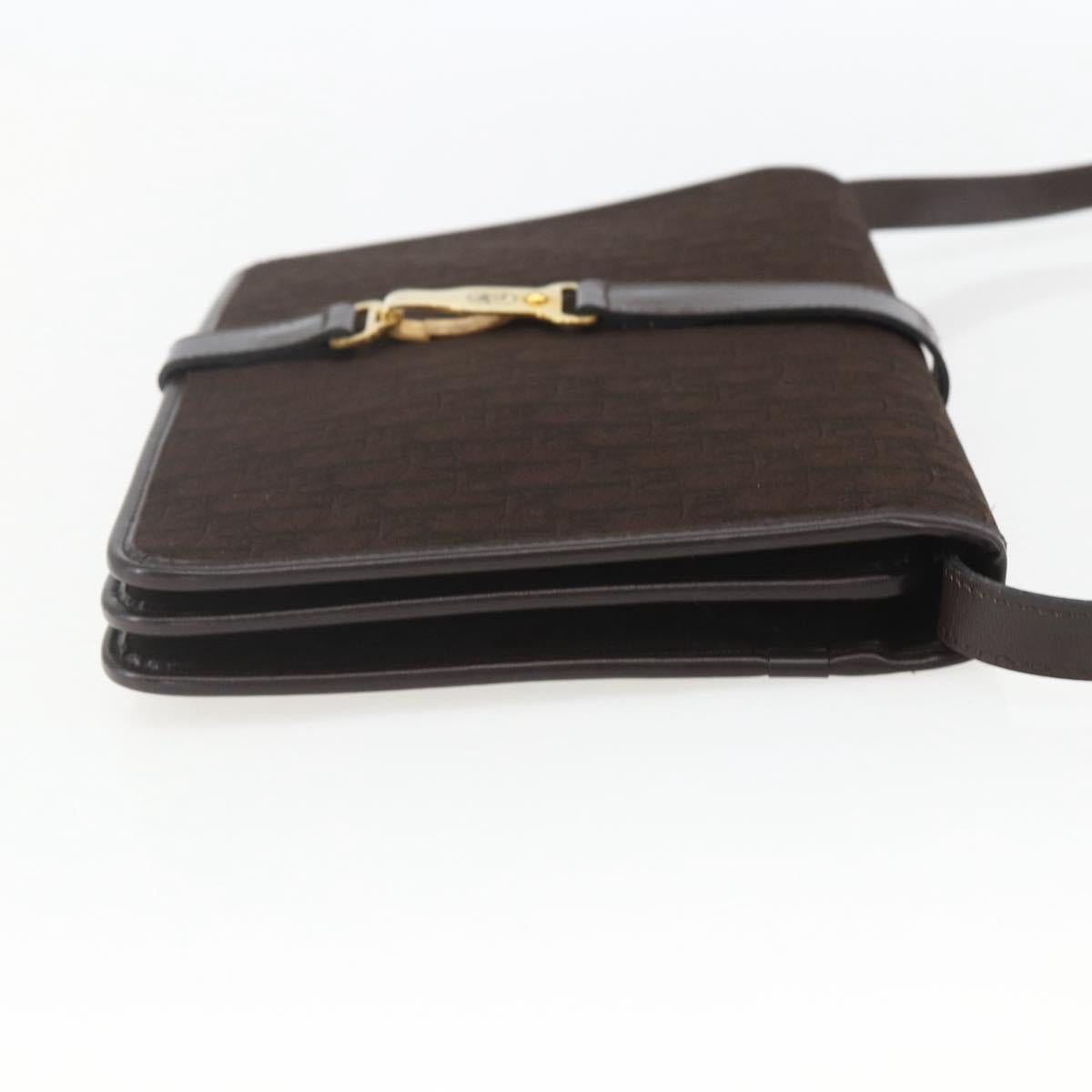 Christian Dior Trotter Canvas Shoulder Bag Brown Gold Auth 157265V