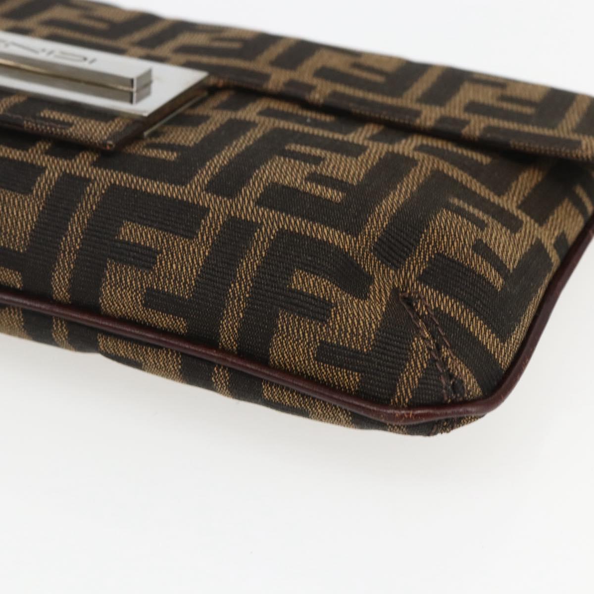 FENDI Zucca Canvas Shoulder Bag Brown Black Auth 157270V