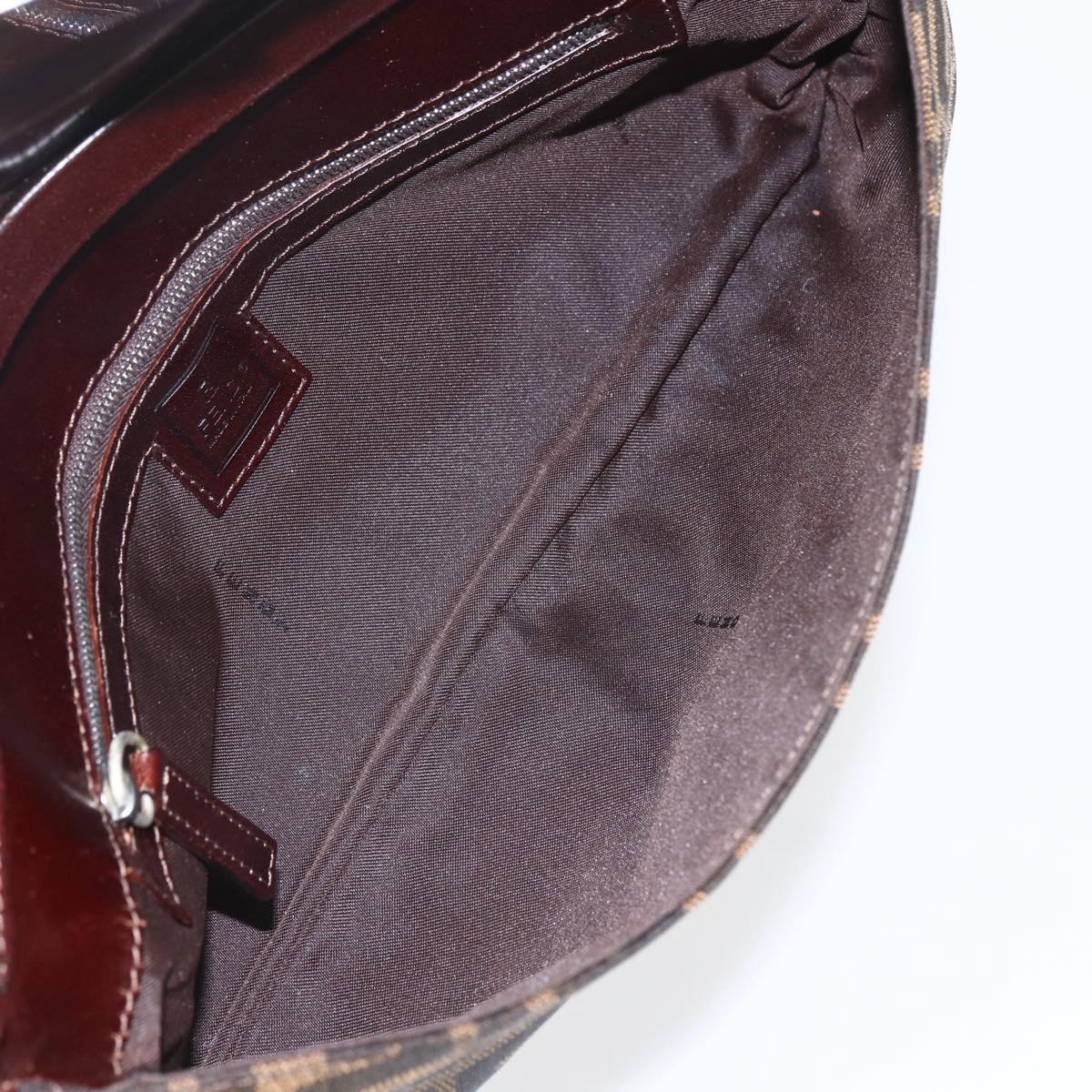 FENDI Zucca Canvas Shoulder Bag Brown Black Auth 157270V