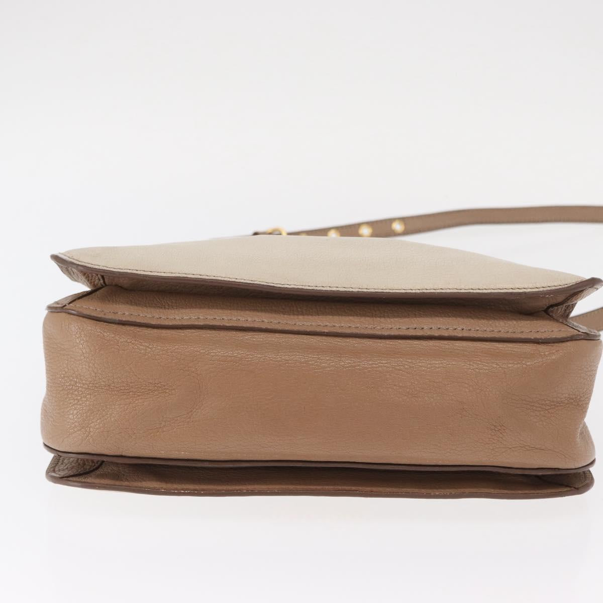Miu Miu Madras Hand Bag Leather 2way Beige Gold Auth 157273