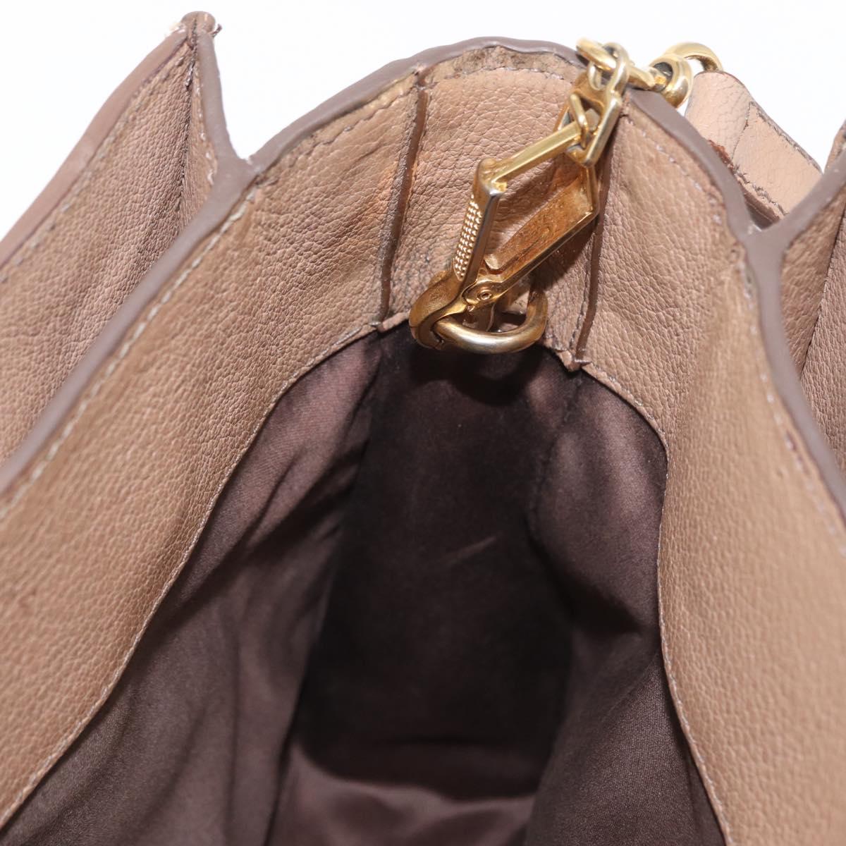 Miu Miu Madras Hand Bag Leather 2way Beige Gold Auth 157273