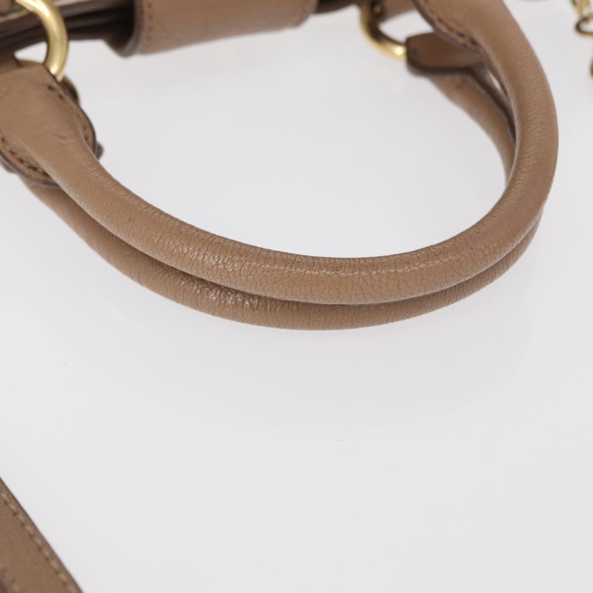 Miu Miu Madras Hand Bag Leather 2way Beige Gold Auth 157273