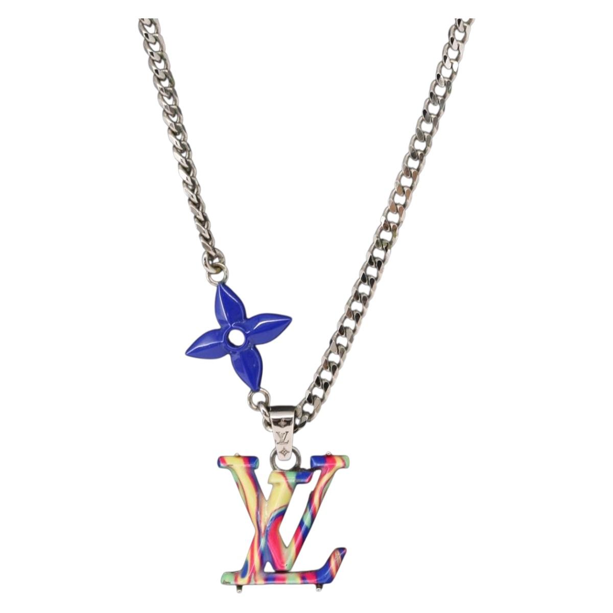 LOUIS VUITTON Collier LV Psychedelic Necklace Silver MP3353 LV Auth 157285M