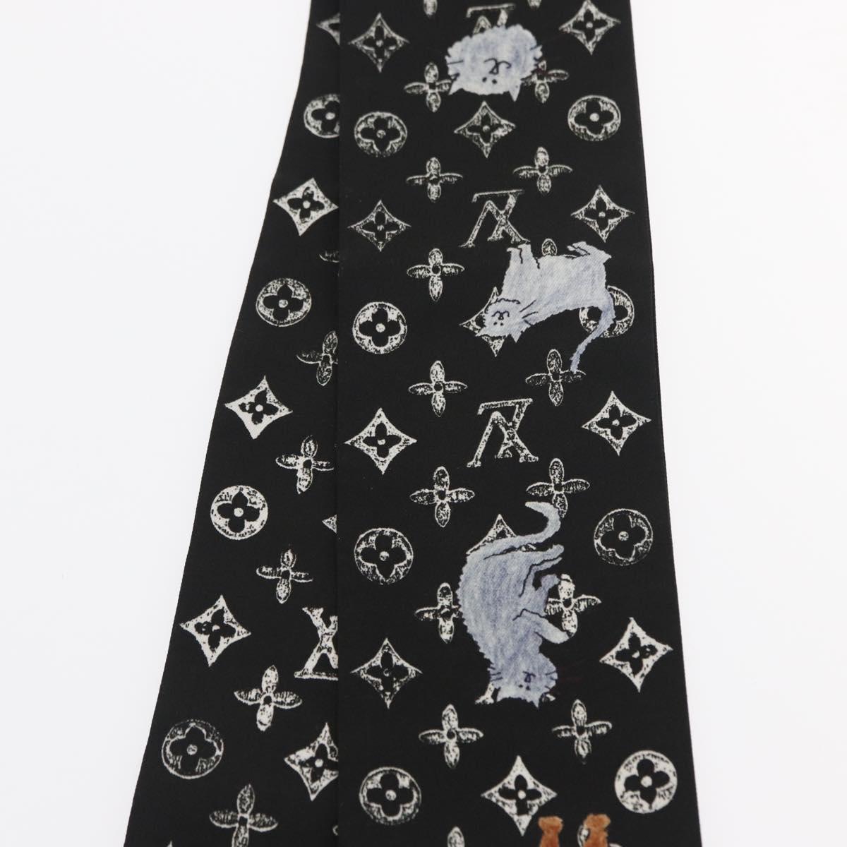 LOUIS VUITTON Monogram Catgram Bando Scarf Silk Black MP2269 LV Auth 157288