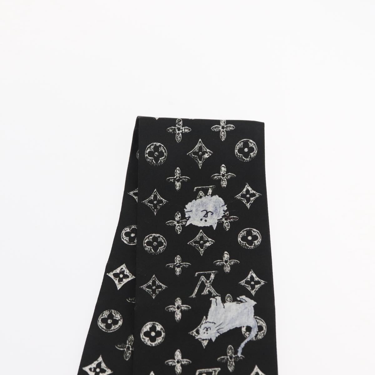 LOUIS VUITTON Monogram Catgram Bando Scarf Silk Black MP2269 LV Auth 157288