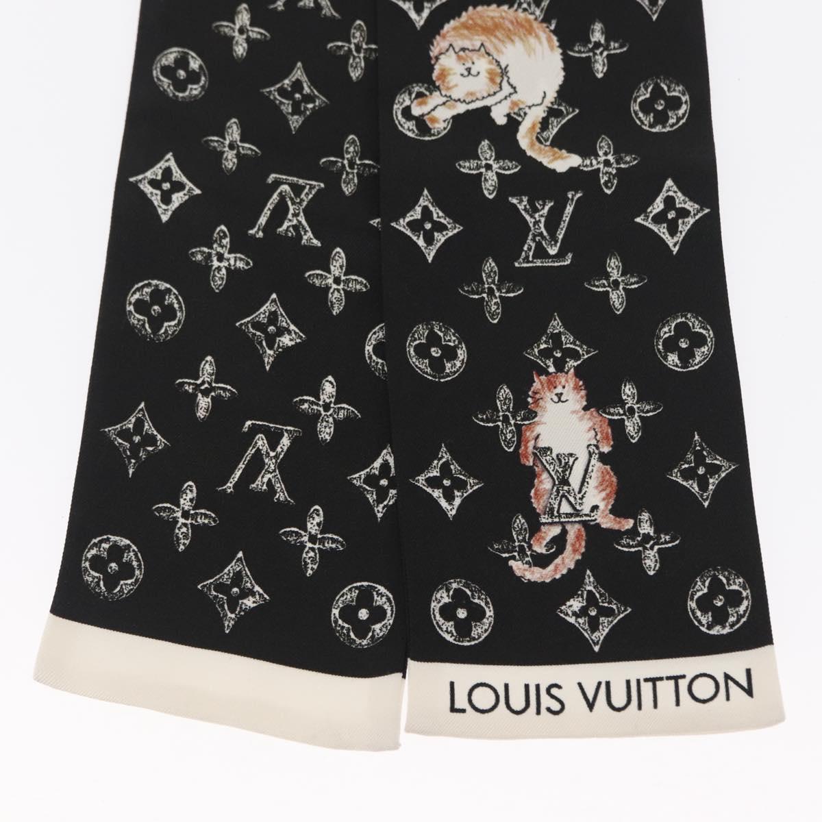LOUIS VUITTON Monogram Catgram Bando Scarf Silk Black MP2269 LV Auth 157288