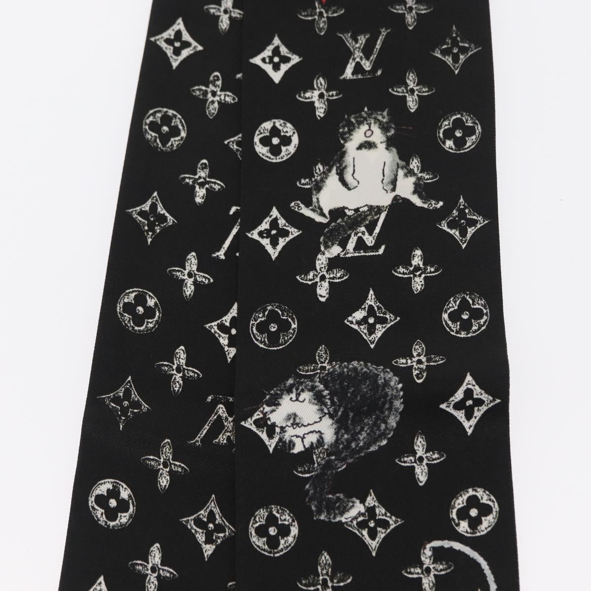 LOUIS VUITTON Monogram Catgram Bando Scarf Silk Black MP2269 LV Auth 157288