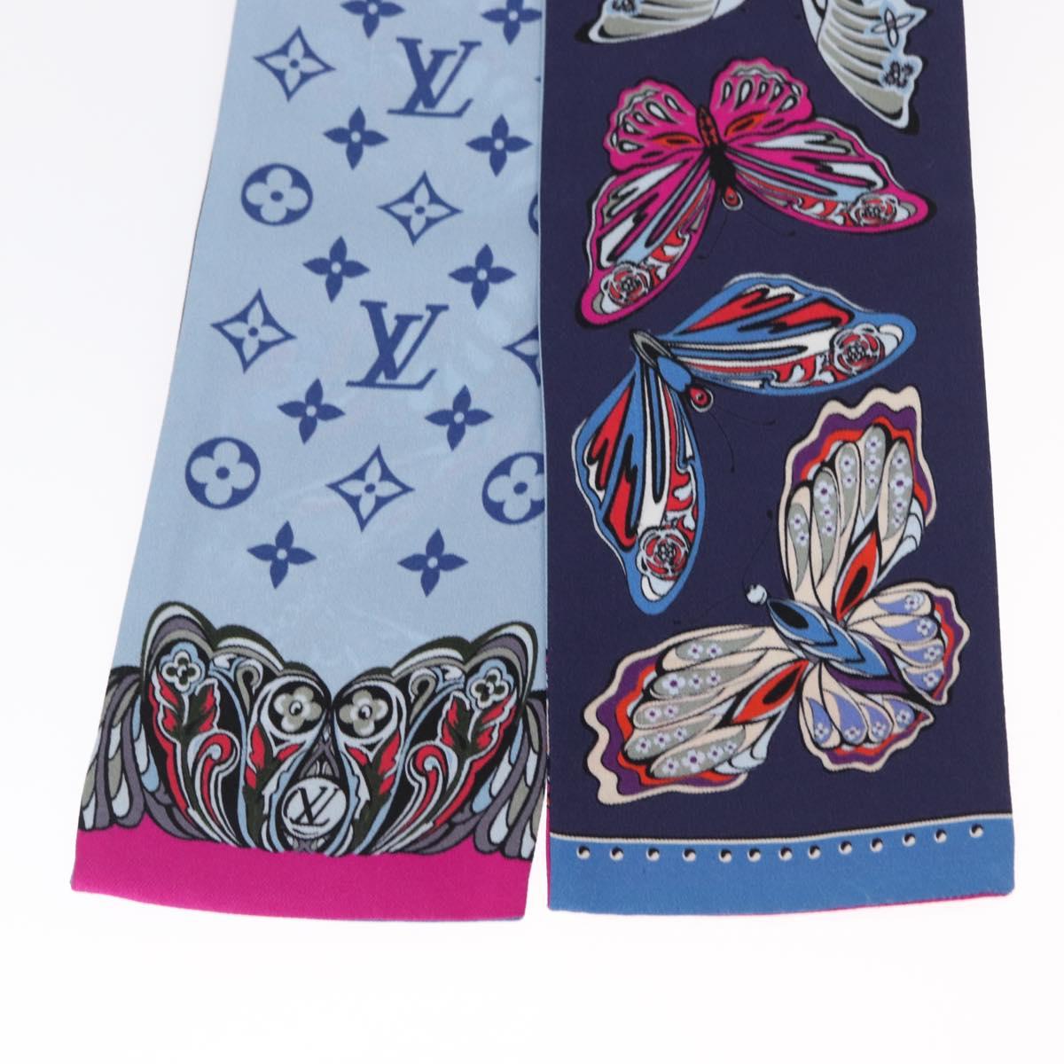 LOUIS VUITTON Bando World of Love Scarf Silk Light Blue M71488 LV Auth 157289