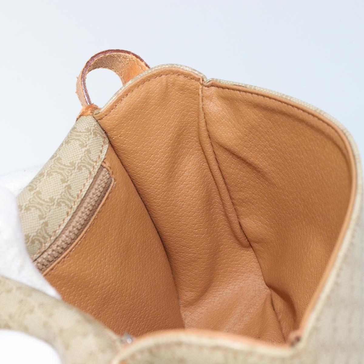 CELINE Macadam Canvas Shoulder Bag PVC Beige Gold Auth 157310