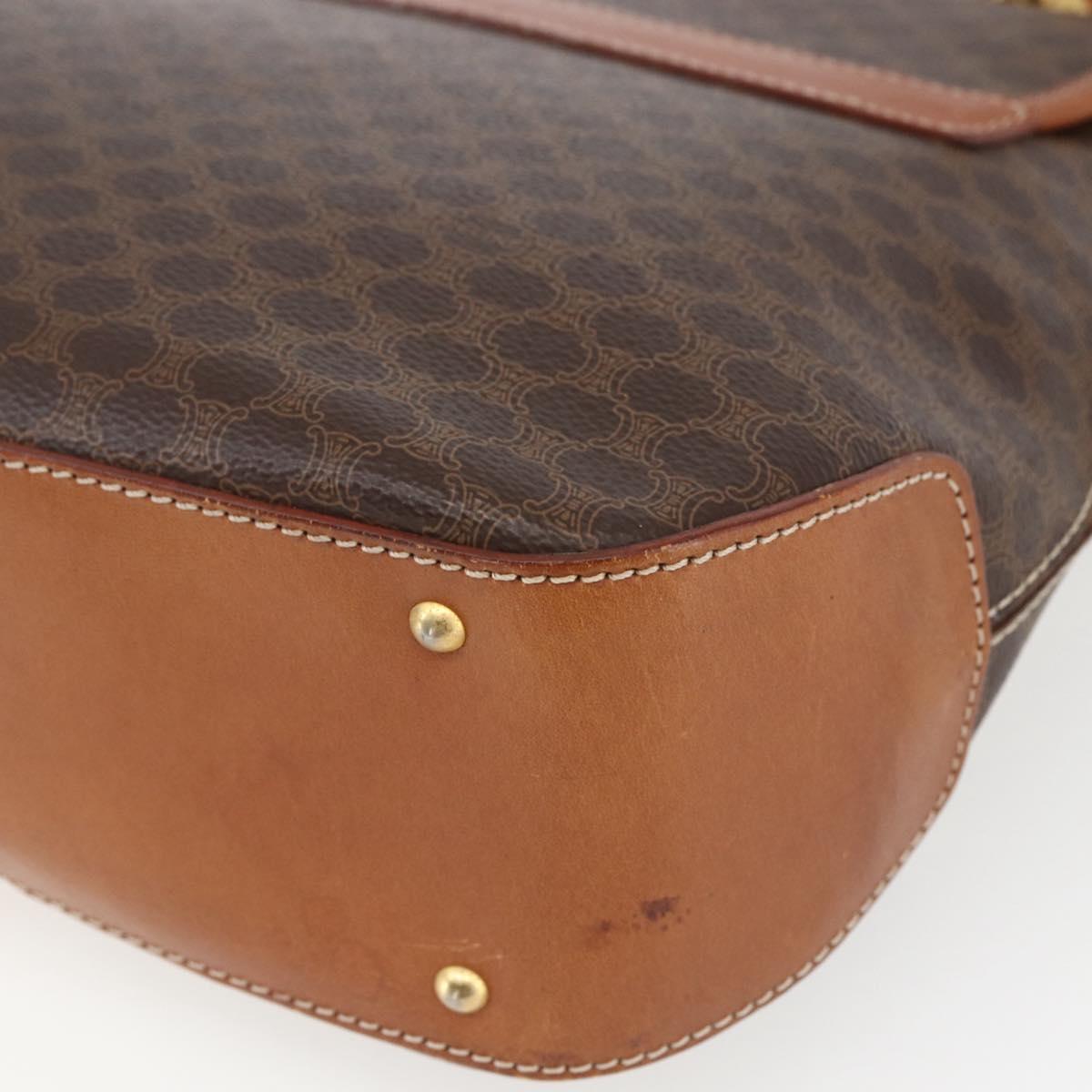 CELINE Macadam Canvas Hand Bag PVC Leather 2way Brown Gold Auth 157312