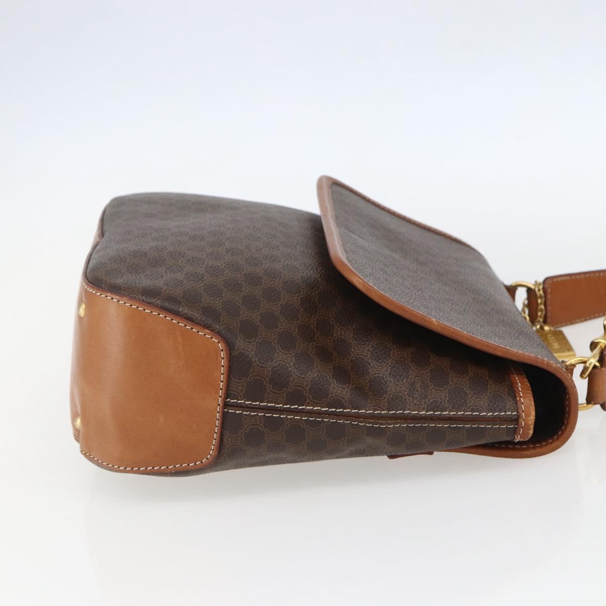 CELINE Macadam Canvas Hand Bag PVC Leather 2way Brown Gold Auth 157312