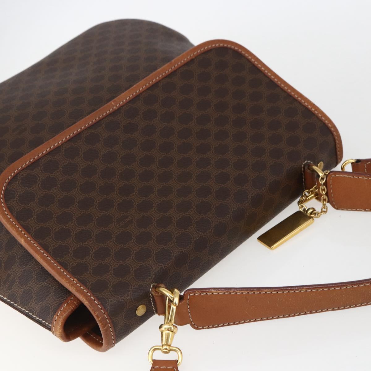 CELINE Macadam Canvas Hand Bag PVC Leather 2way Brown Gold Auth 157312