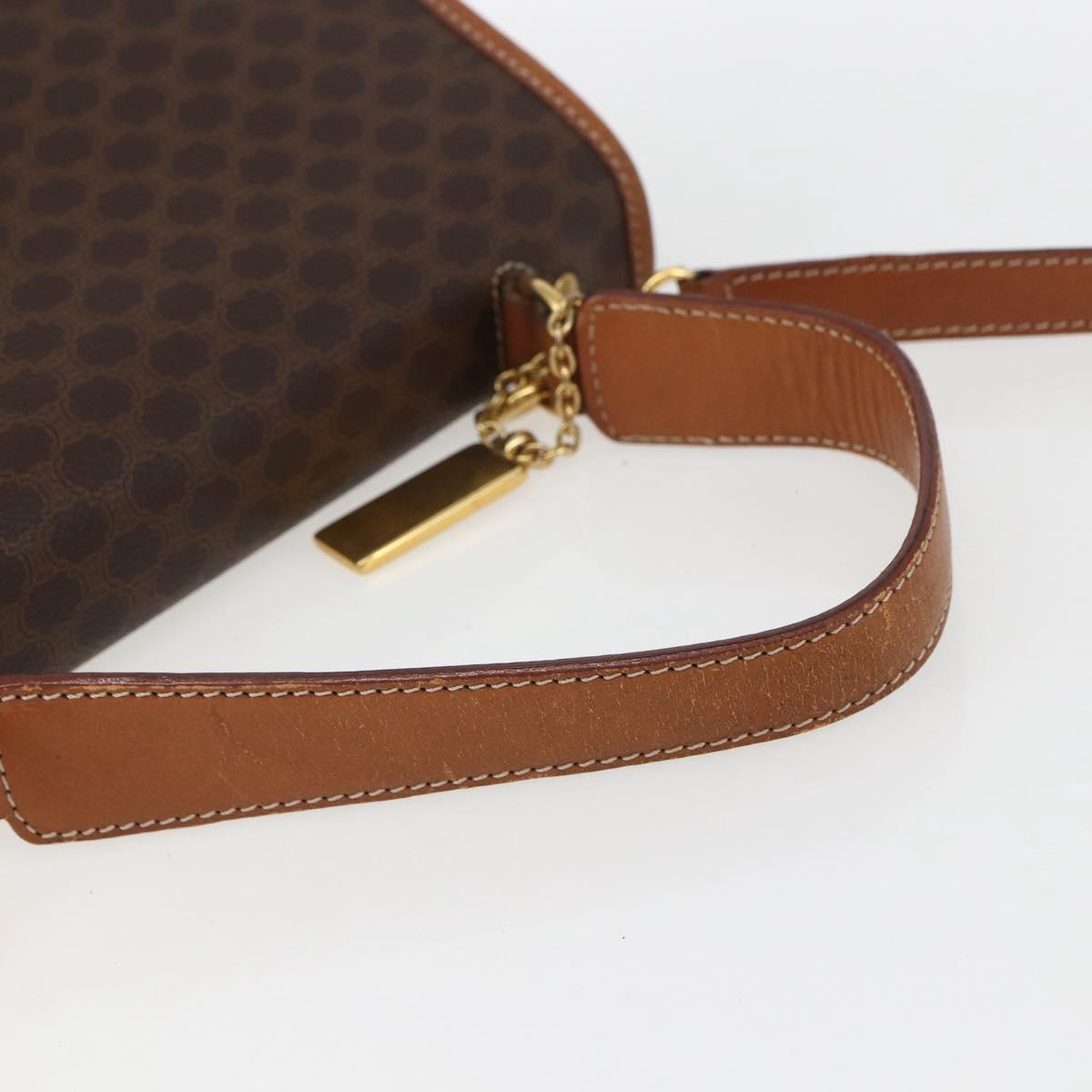 CELINE Macadam Canvas Hand Bag PVC Leather 2way Brown Gold Auth 157312