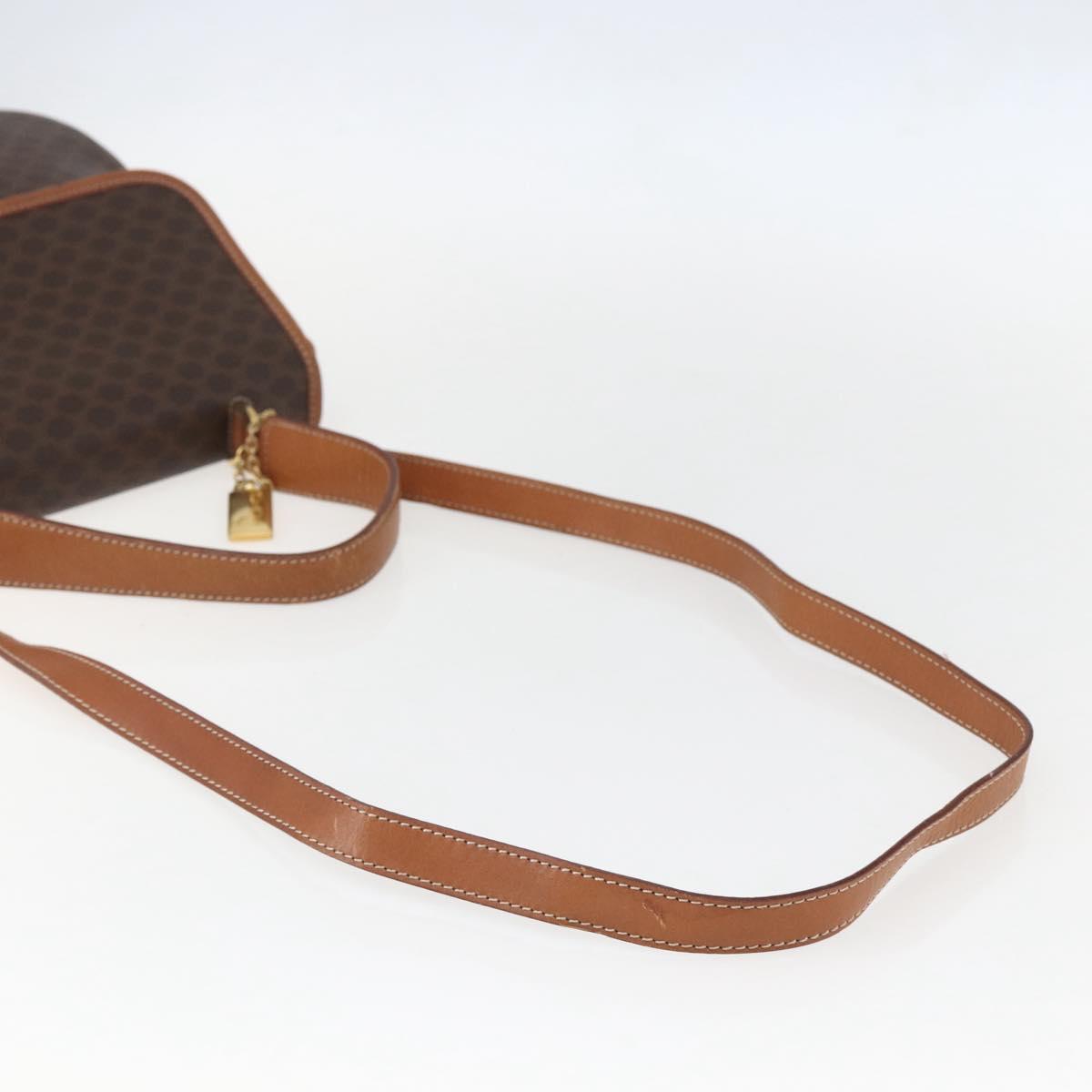 CELINE Macadam Canvas Hand Bag PVC Leather 2way Brown Gold Auth 157312