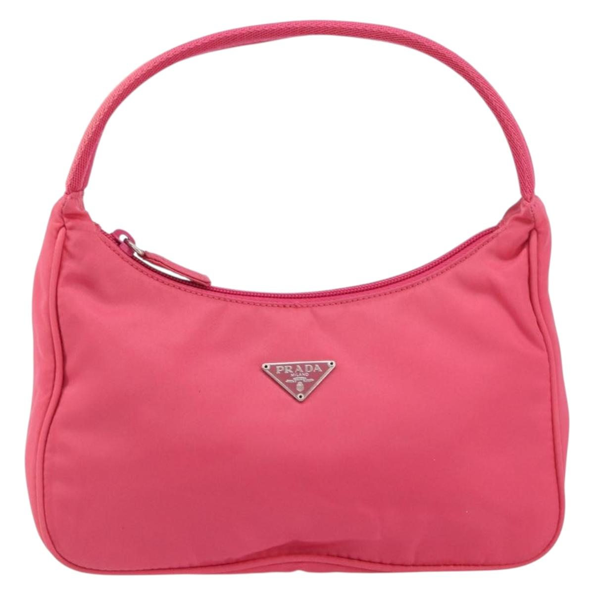 PRADA Hand Pouch Nylon Pink Auth 157315V