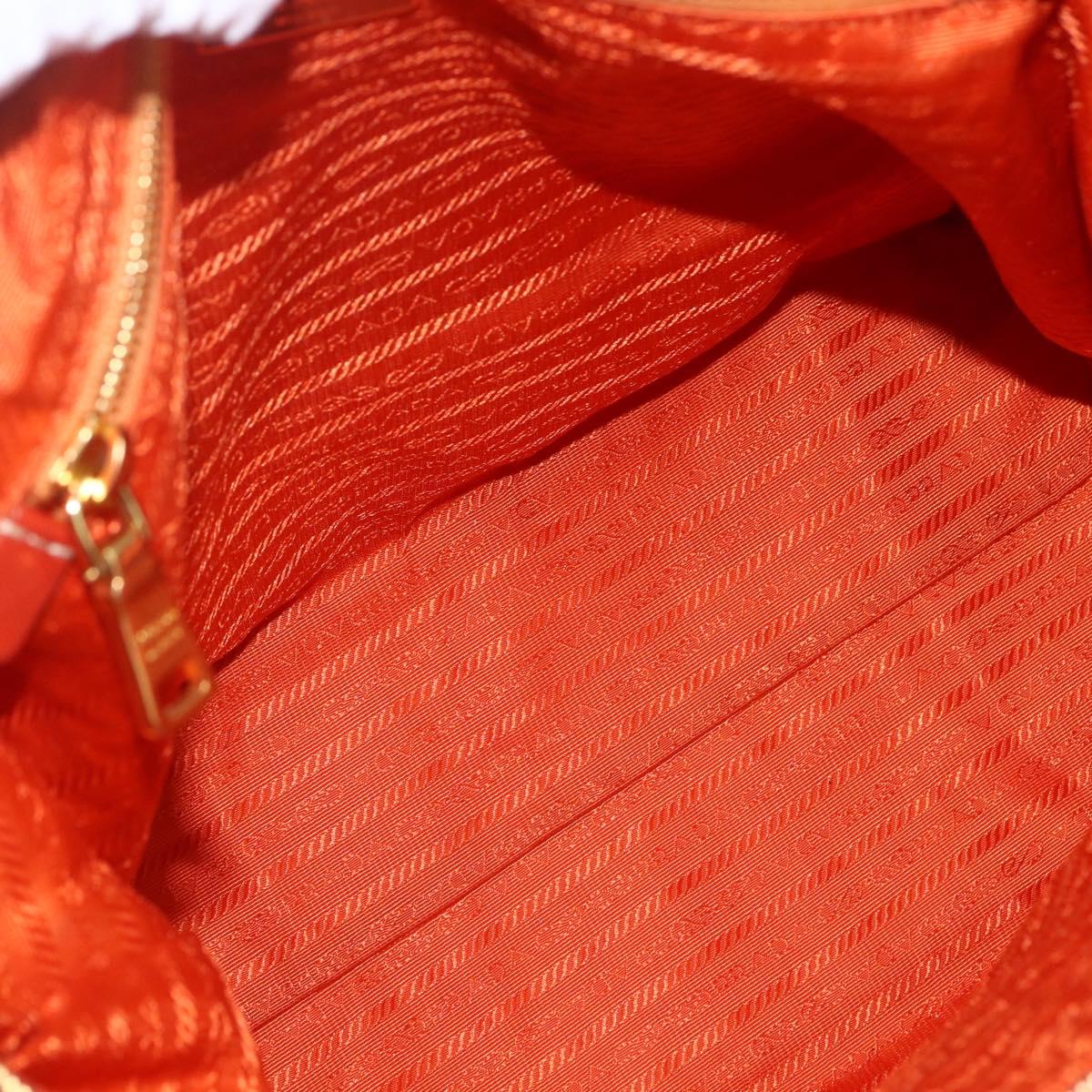 PRADA Hand Bag Nylon Leather 2way Orange Gold Auth 157321