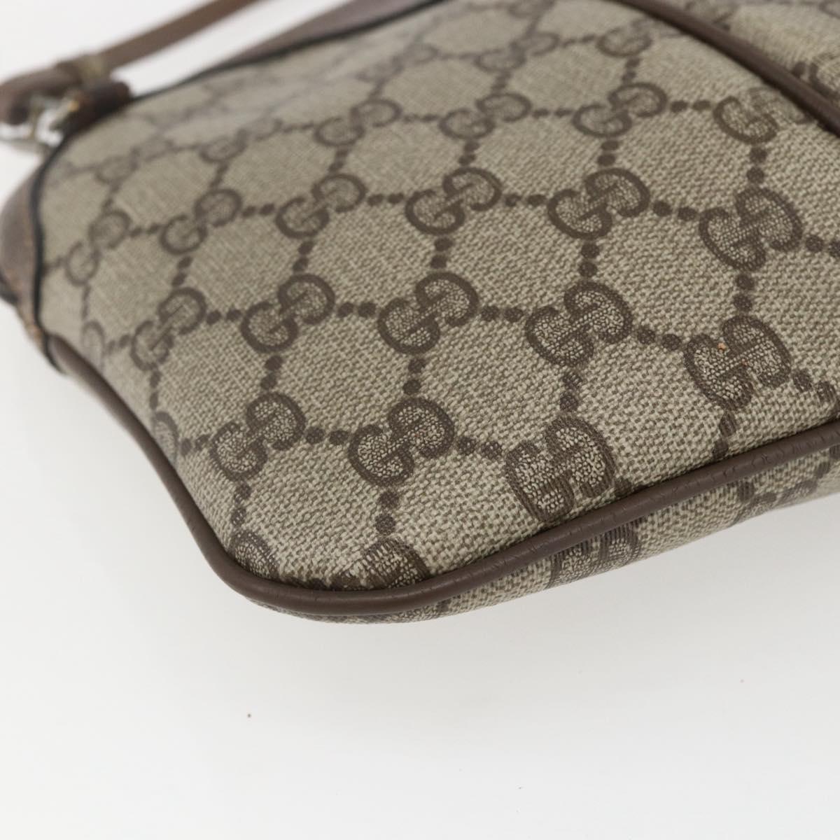 GUCCI GG Supreme Web Sherry Line Bag PVC Beige Gold 904 02 047 Auth 157335