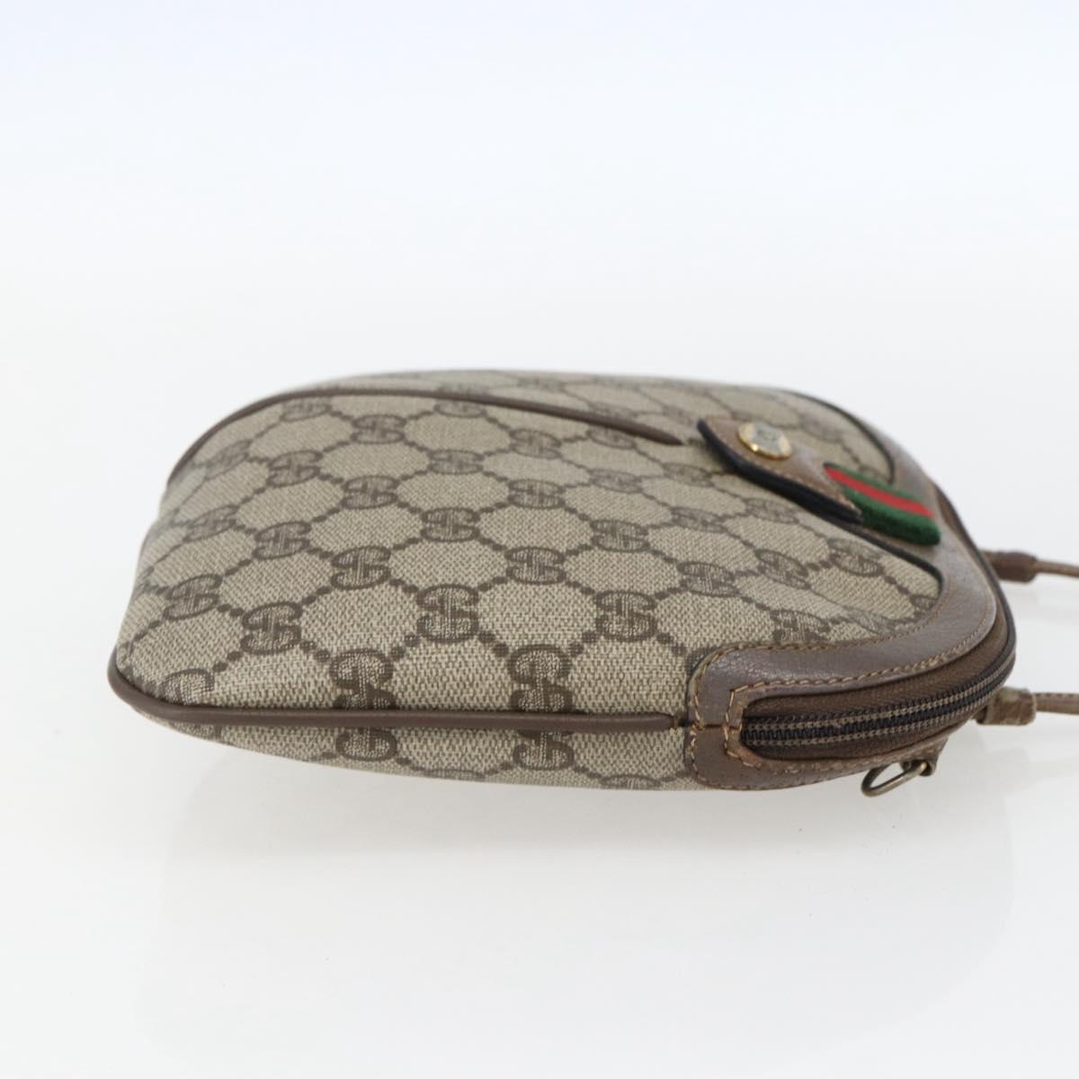 GUCCI GG Supreme Web Sherry Line Bag PVC Beige Gold 904 02 047 Auth 157335