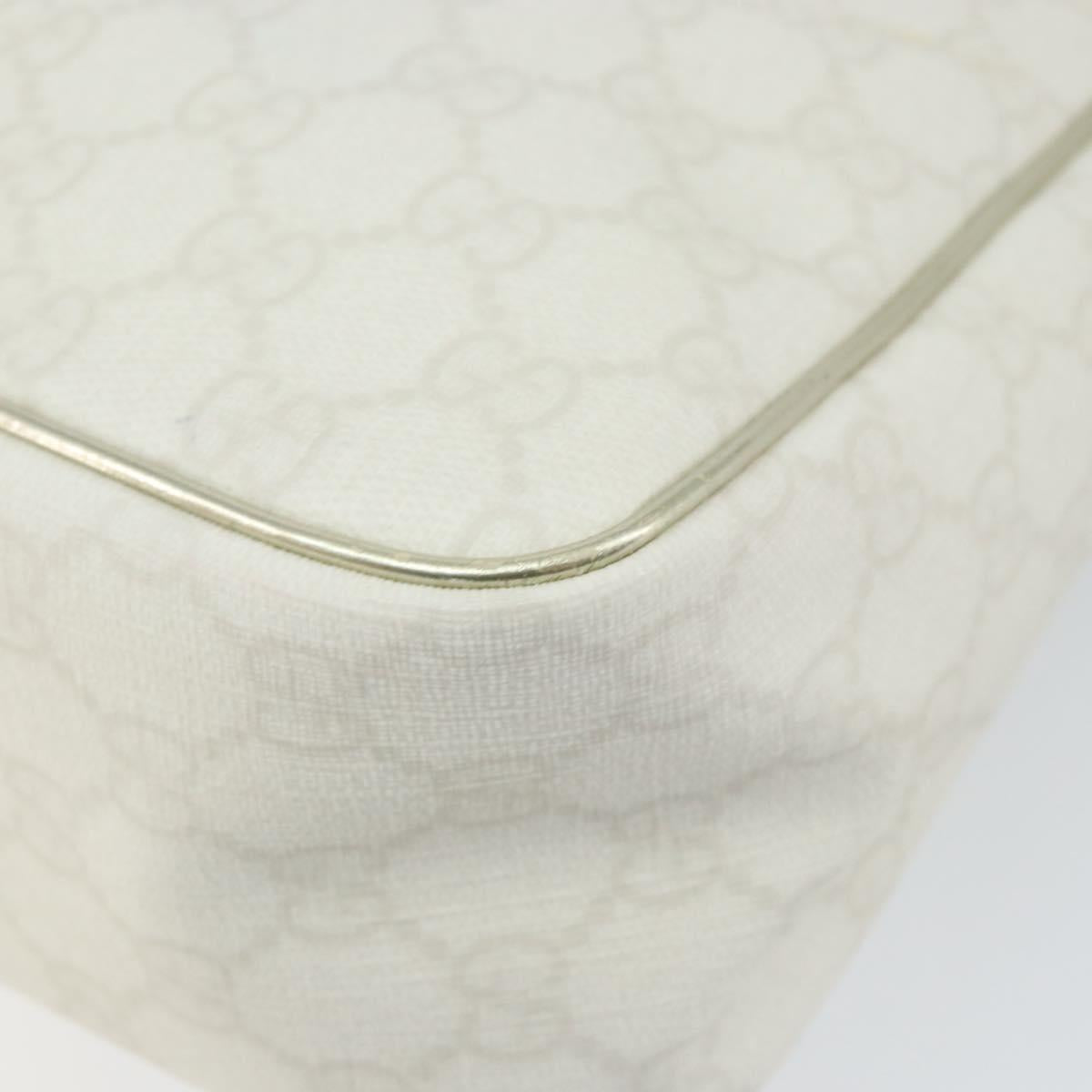 GUCCI GG Supreme Hand Bag PVC Leather White Gold 190258 Auth 157336