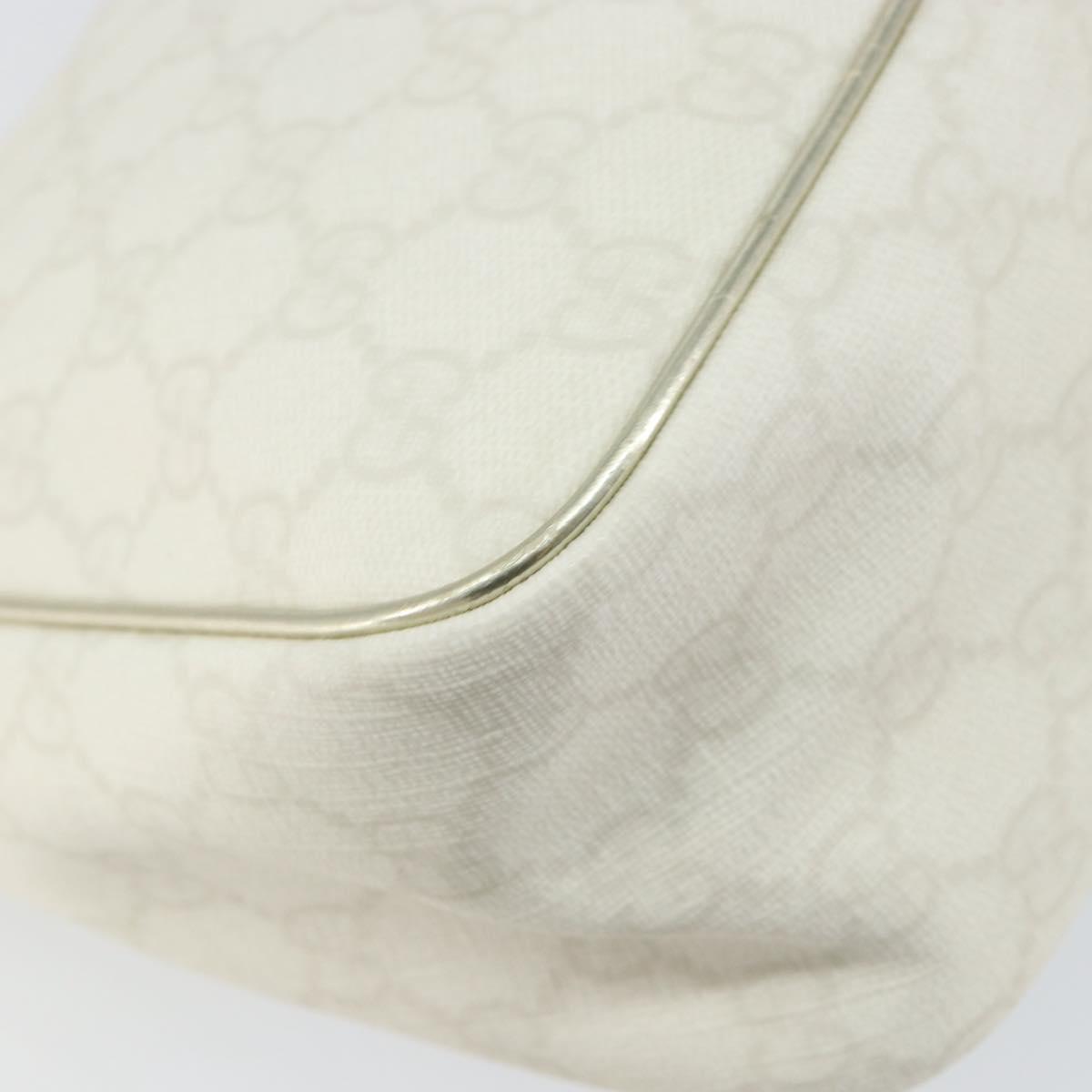 GUCCI GG Supreme Hand Bag PVC Leather White Gold 190258 Auth 157336