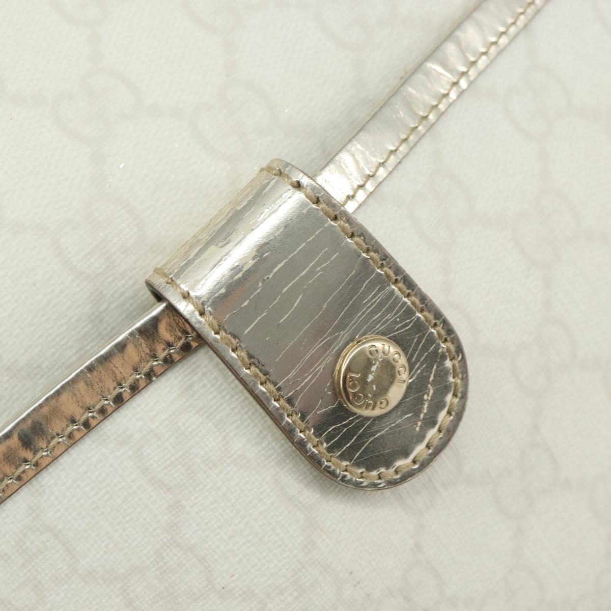 GUCCI GG Supreme Hand Bag PVC Leather White Gold 190258 Auth 157336