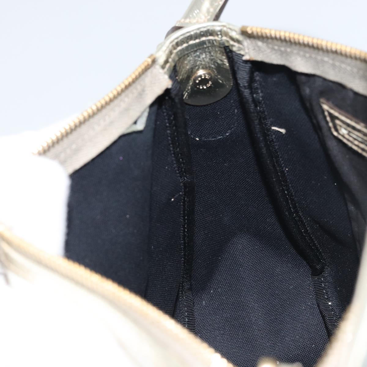 GUCCI GG Supreme Hand Bag PVC Leather White Gold 190258 Auth 157336