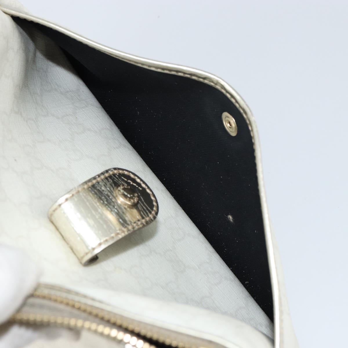 GUCCI GG Supreme Hand Bag PVC Leather White Gold 190258 Auth 157336