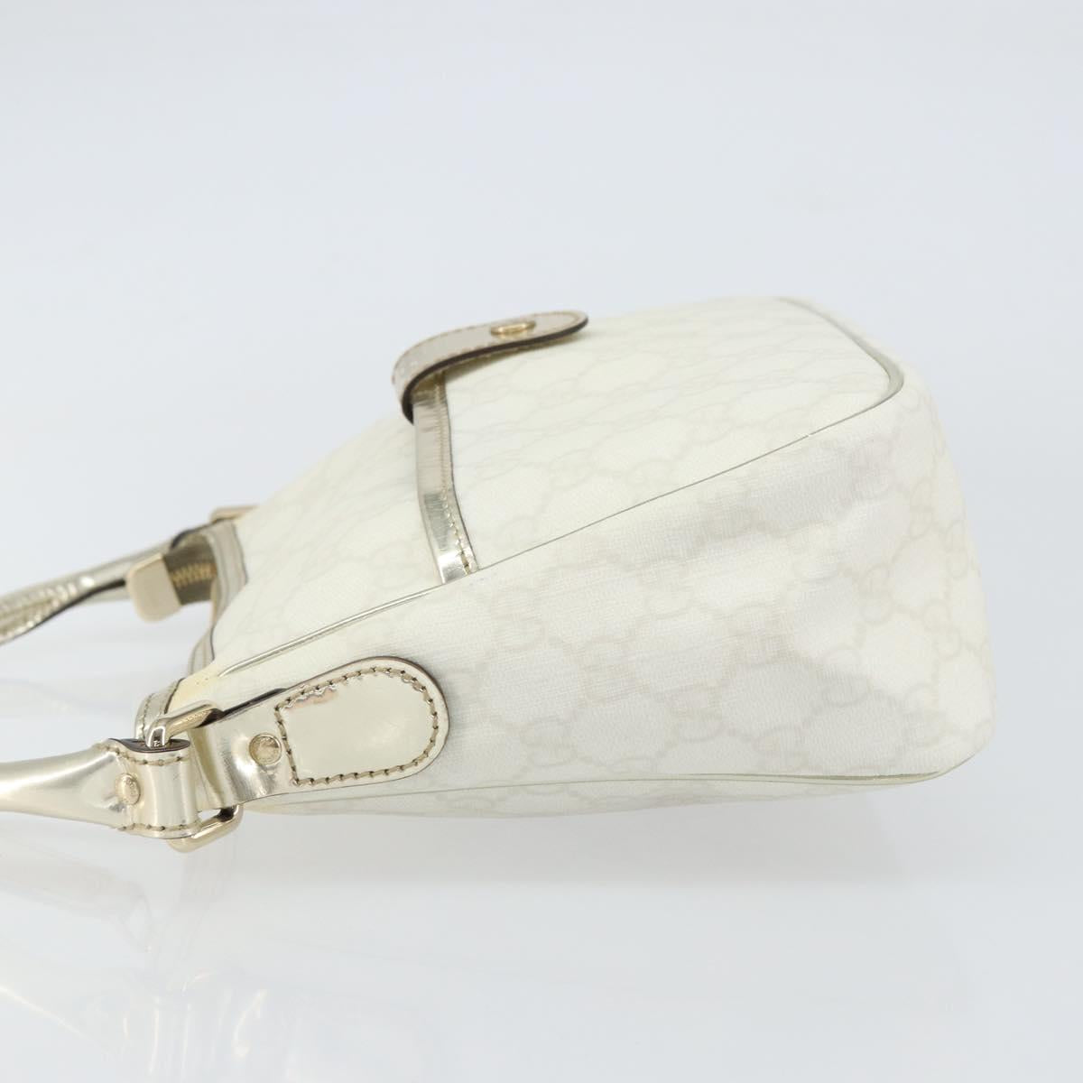 GUCCI GG Supreme Hand Bag PVC Leather White Gold 190258 Auth 157336