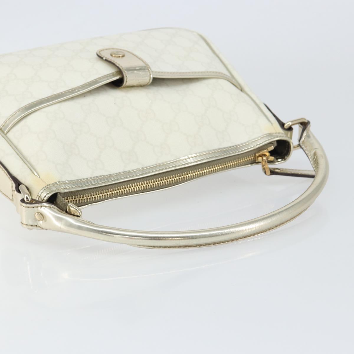 GUCCI GG Supreme Hand Bag PVC Leather White Gold 190258 Auth 157336