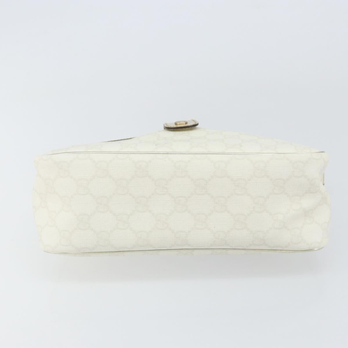 GUCCI GG Supreme Hand Bag PVC Leather White Gold 190258 Auth 157336