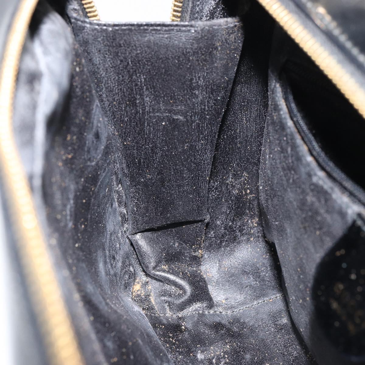 GUCCI Bamboo Hand Bag Enamel Black Gold 000 2122 0565 Auth 157337