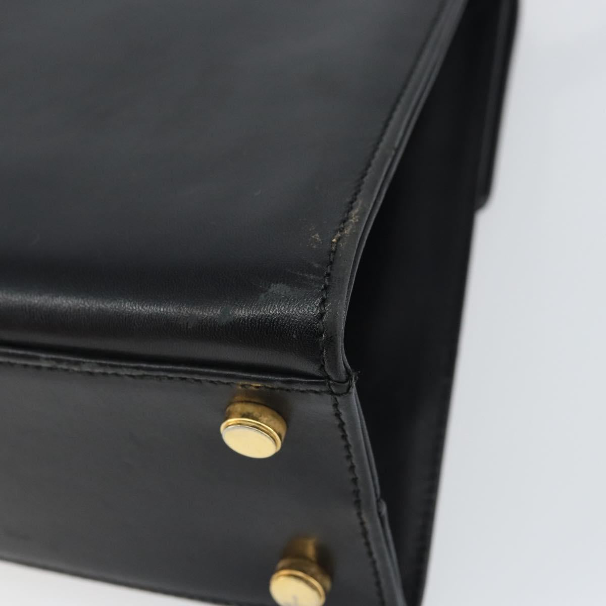 Salvatore Ferragamo Gancini Hand Bag Leather 2way Black Gold Auth 157338
