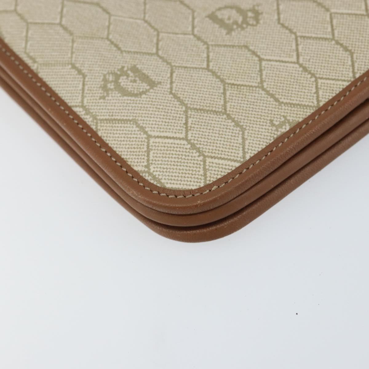 Christian Dior Honeycomb Canvas Chain Shoulder Bag PVC Beige Gold Auth 157341