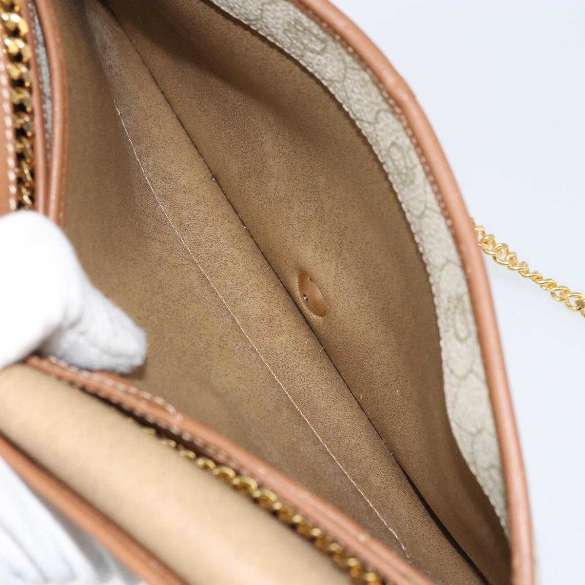 Christian Dior Honeycomb Canvas Chain Shoulder Bag PVC Beige Gold Auth 157341