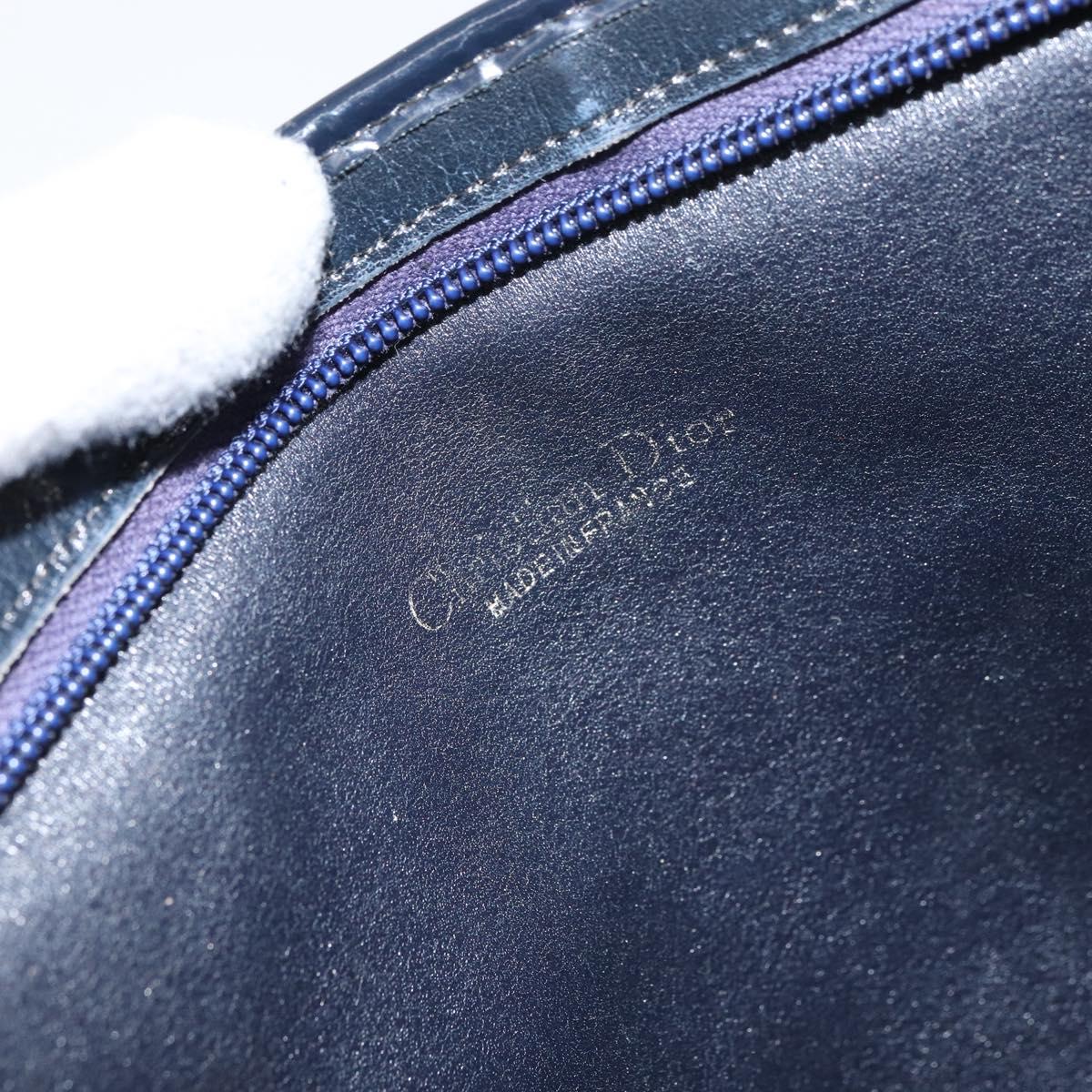 Christian Dior Trotter Canvas Shoulder Bag Navy Gold Auth 157344