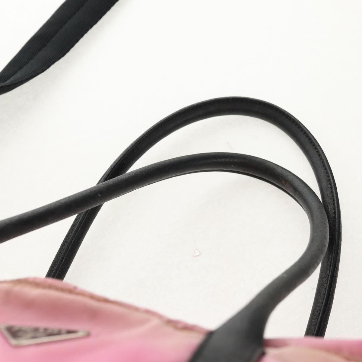 PRADA Hand Bag Nylon Leather 2way Pink Black Auth 157377