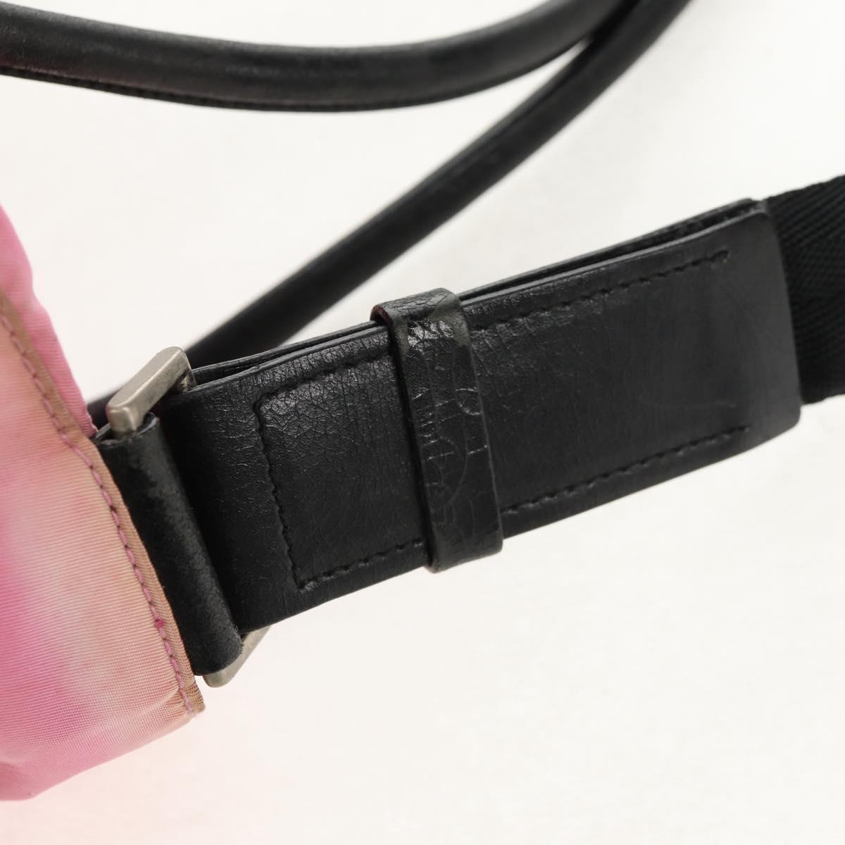 PRADA Hand Bag Nylon Leather 2way Pink Black Auth 157377