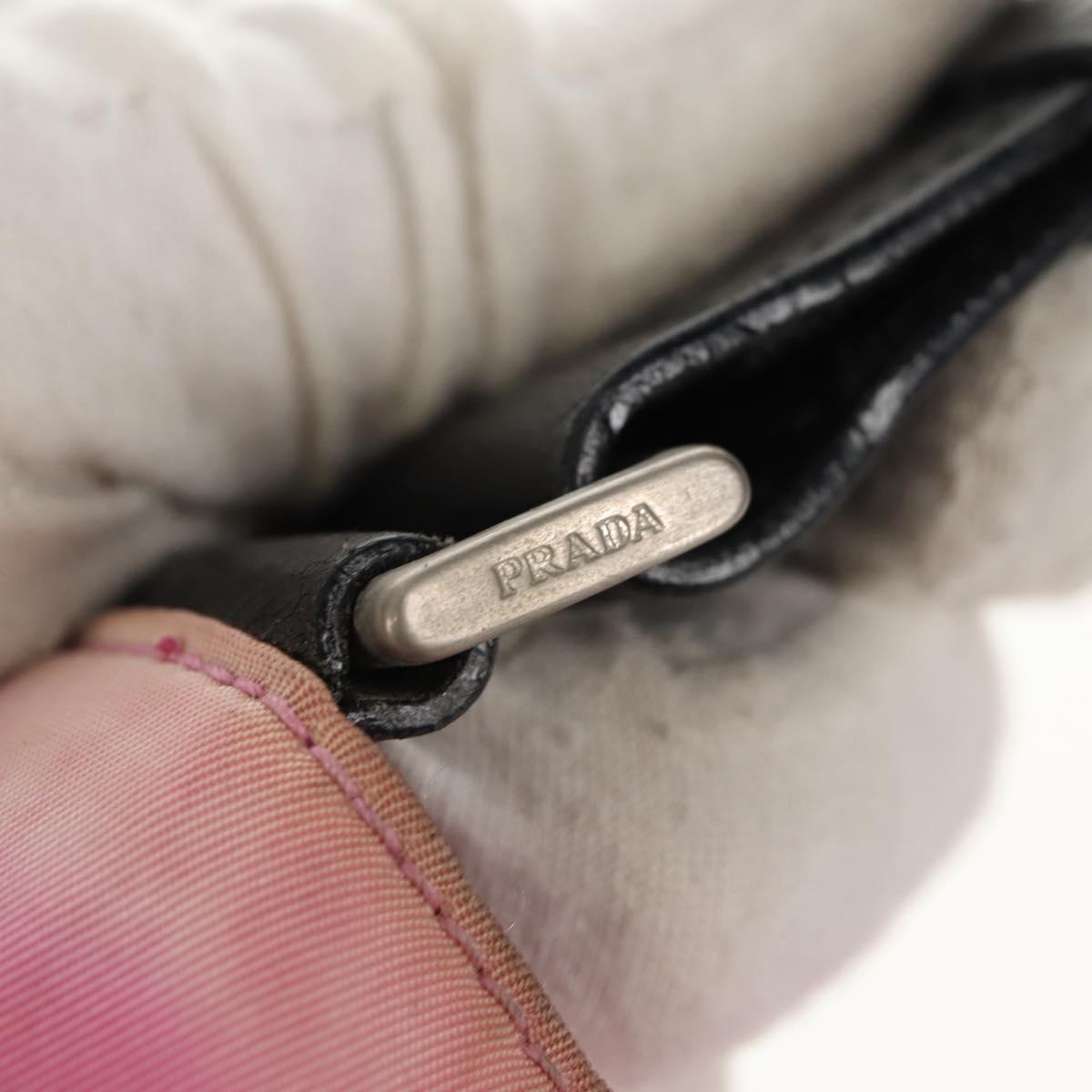 PRADA Hand Bag Nylon Leather 2way Pink Black Auth 157377