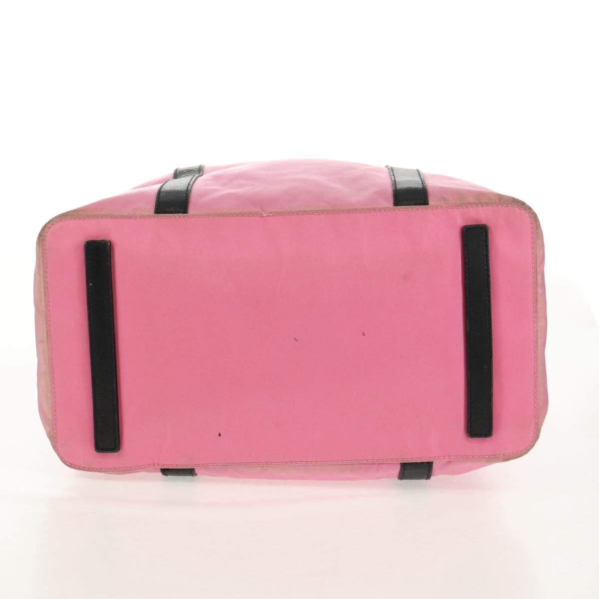 PRADA Hand Bag Nylon Leather 2way Pink Black Auth 157377