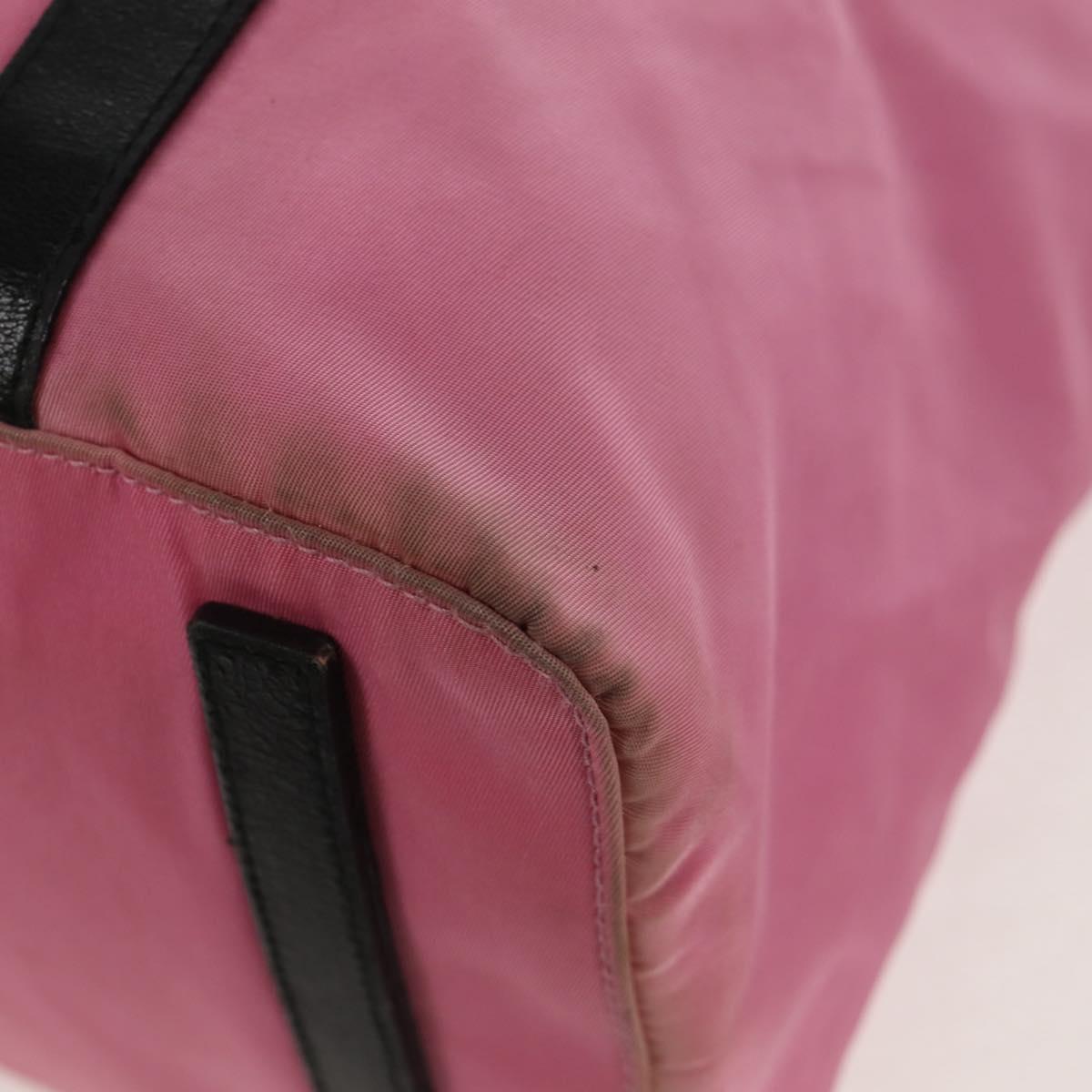 PRADA Hand Bag Nylon Leather 2way Pink Black Auth 157377