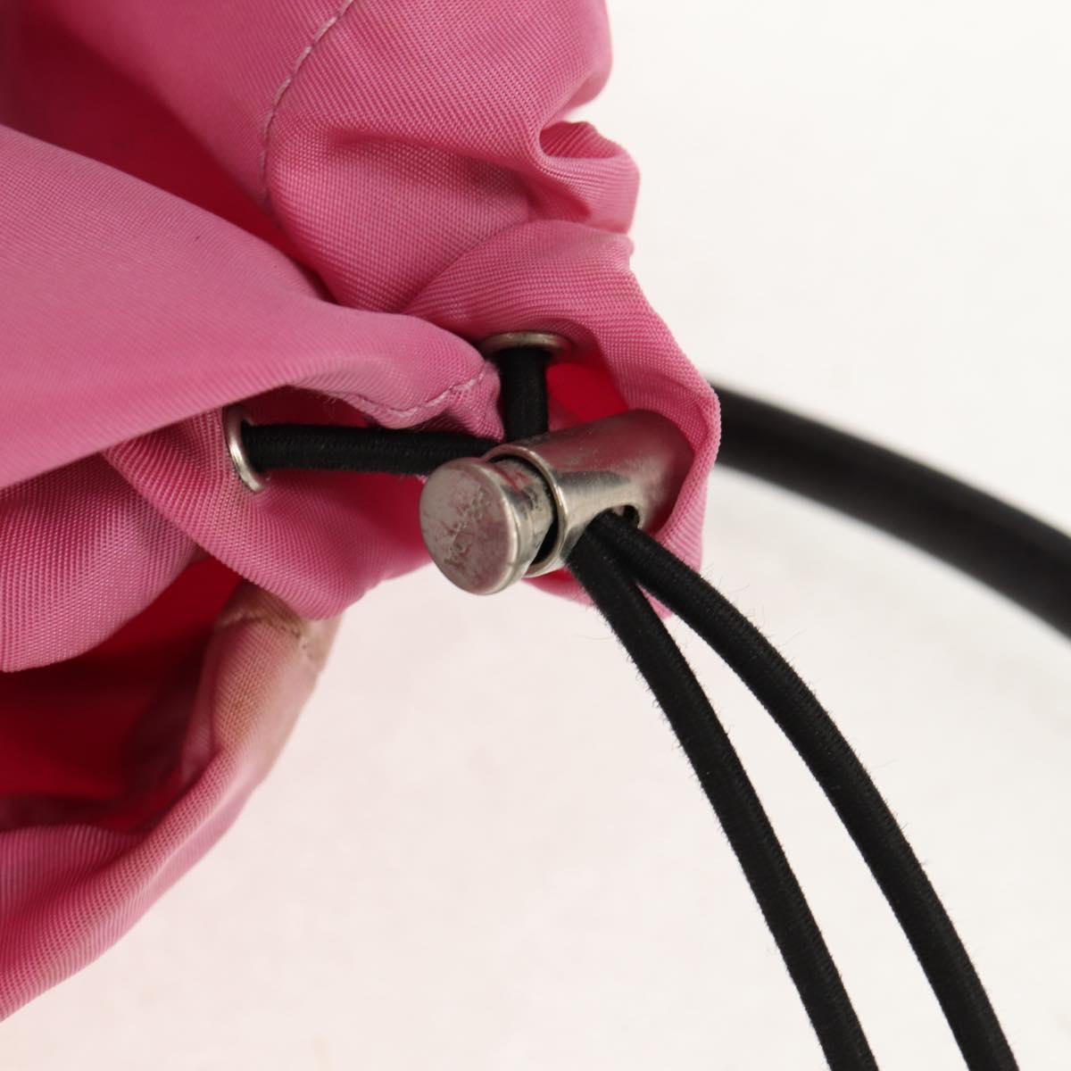 PRADA Hand Bag Nylon Leather 2way Pink Black Auth 157377