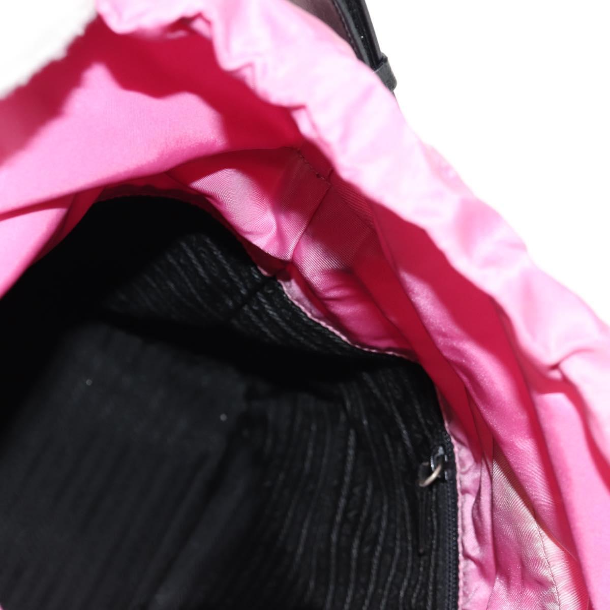 PRADA Hand Bag Nylon Leather 2way Pink Black Auth 157377