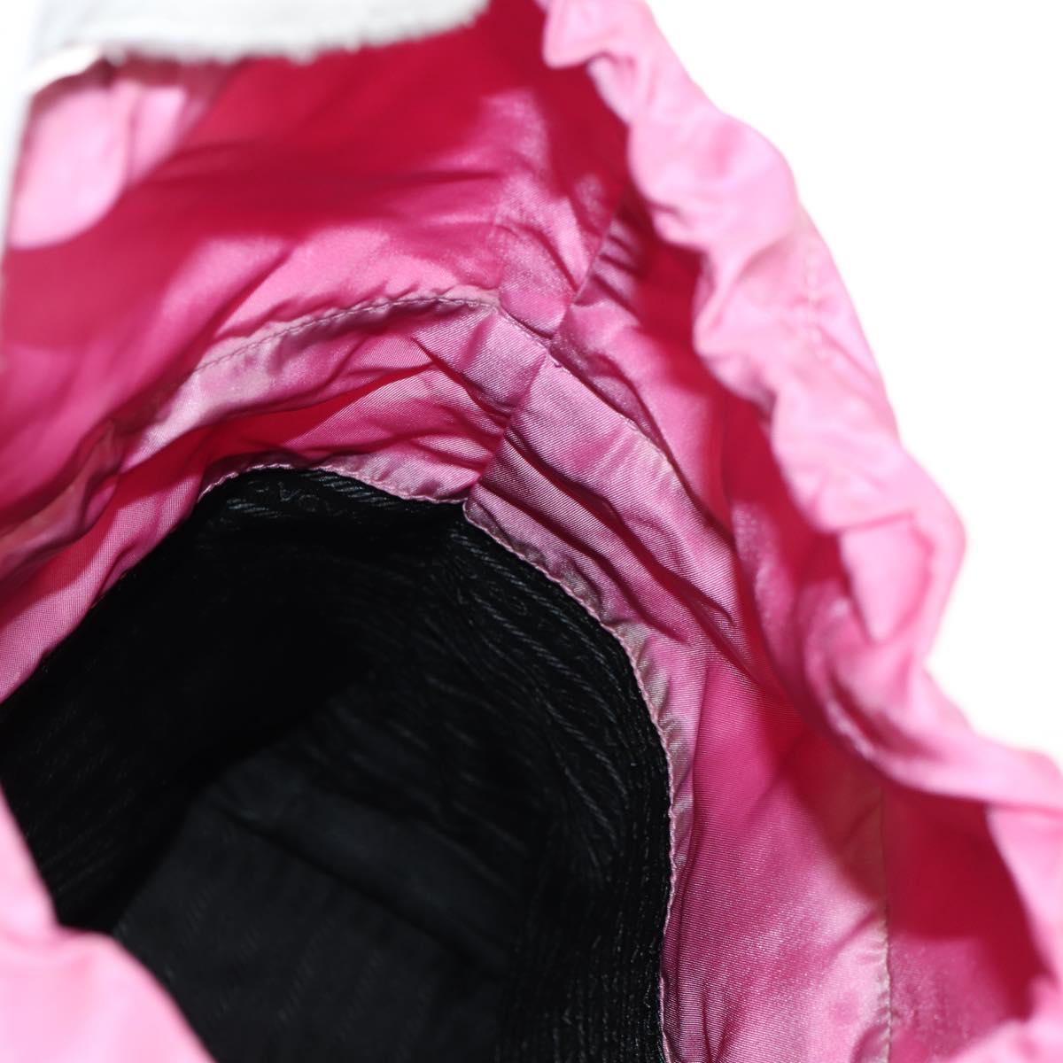 PRADA Hand Bag Nylon Leather 2way Pink Black Auth 157377