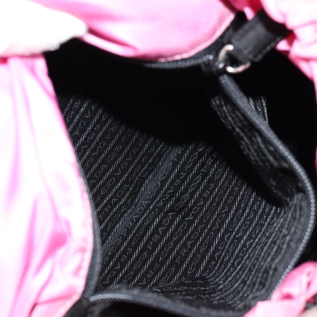 PRADA Hand Bag Nylon Leather 2way Pink Black Auth 157377