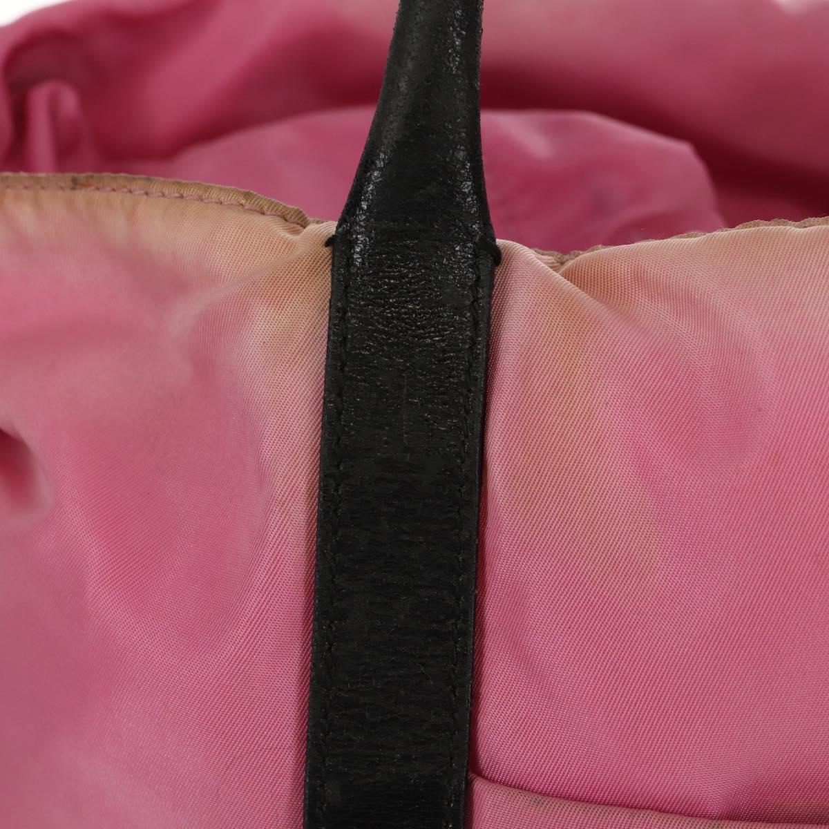 PRADA Hand Bag Nylon Leather 2way Pink Black Auth 157377