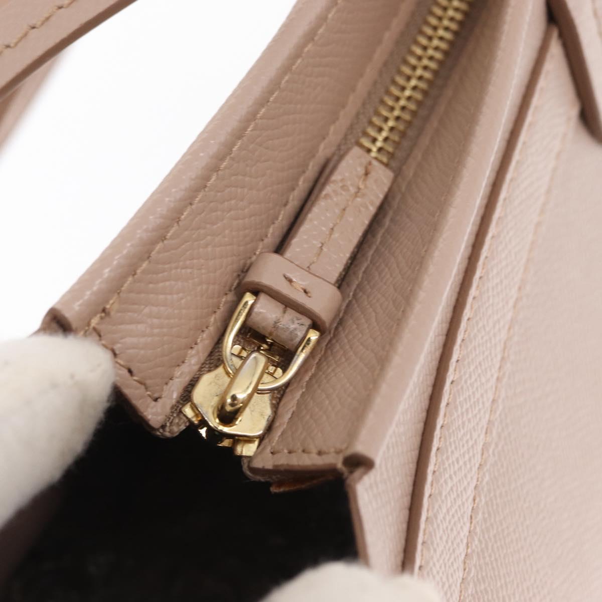 Salvatore Ferragamo Vala Tote Bag Leather Gold Pink Beige Auth 157381